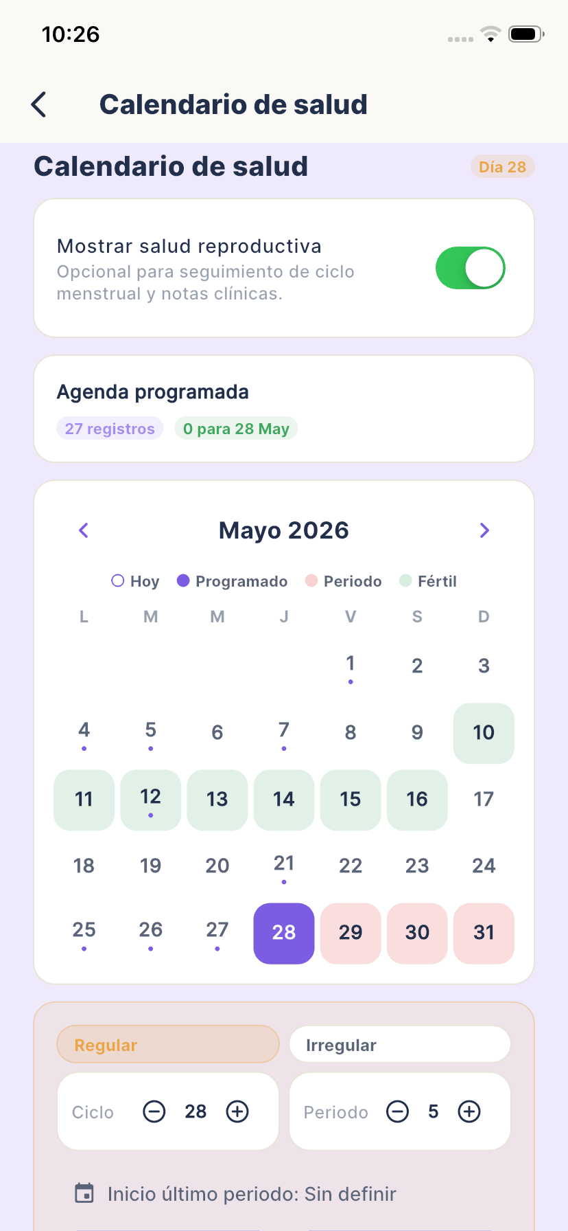 Vitalia — Calendario de salud