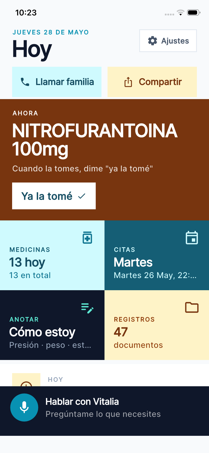 Vitalia — Modo Sencillo: tomas, citas, registros